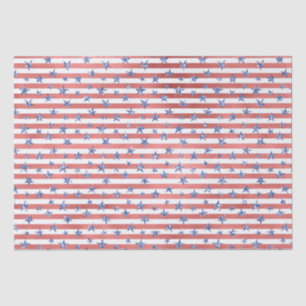 Roter Weißer Glitzer Blaue Stars Streifen Seidenpapier
