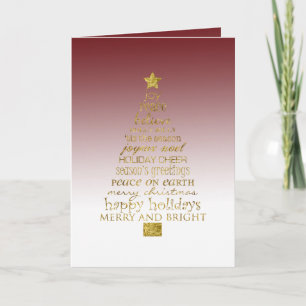 Roter Weißer Goldener Inspirations-Weihnachtsbaum Karte