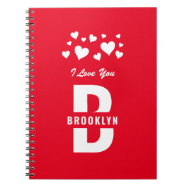 Roter Weißer Hipster Monogramm Happy Valentinstag Notizblock