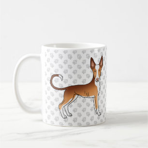 Roter & Weißer Ibizan Hound glatthaariger Hund und Kaffeetasse