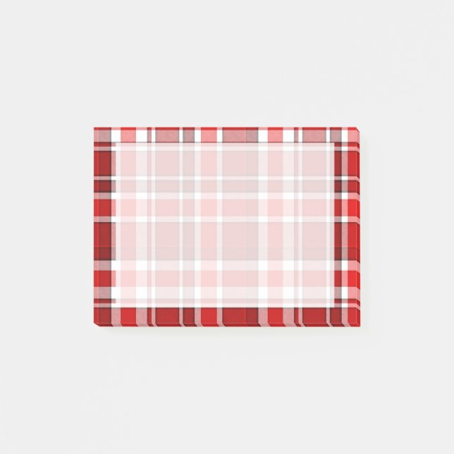 Roter weißer karierter Tartan Post-it Klebezettel (Vorderseite)