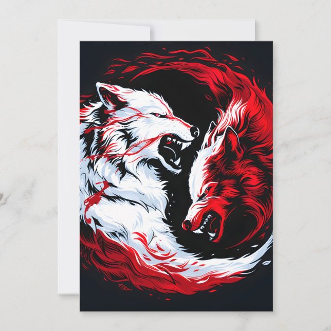 Roter Weißer Kosmischer Wolf Krieger Ankündigung (Vorderseite)