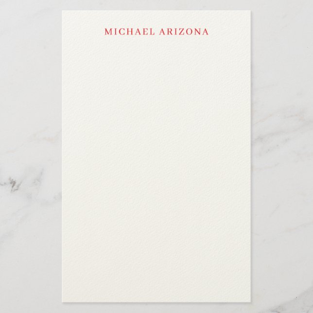 Roter Weißer Minimalistischer Einfacher Moderner E Briefpapier (Vorderseite)