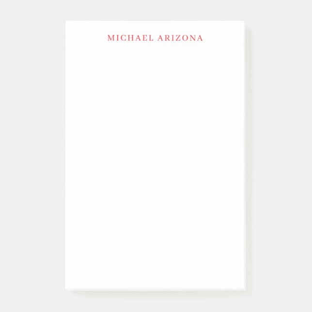 Roter Weißer Minimalistischer Einfacher Moderner E Post-it Klebezettel (Vorderseite)