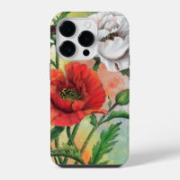 Roter Weißer Mohn iPhone-Hülle Blumen - Malerei