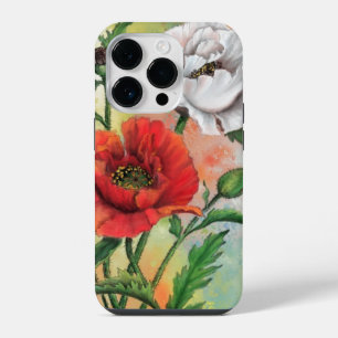 Roter Weißer Mohn iPhone-Hülle Blumen - Malerei iPhone 14 Pro Hülle
