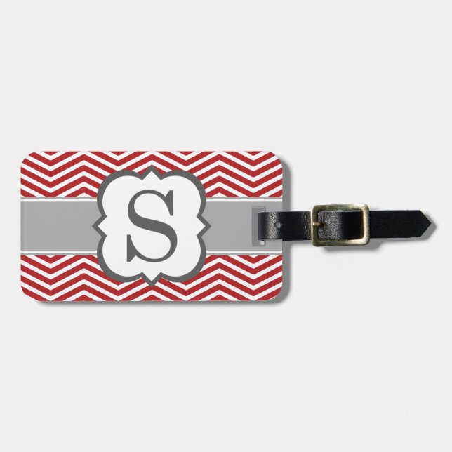 Roter weißer Monogramm-Buchstabe S Zickzack Gepäckanhänger (Vorderseite horizontal)