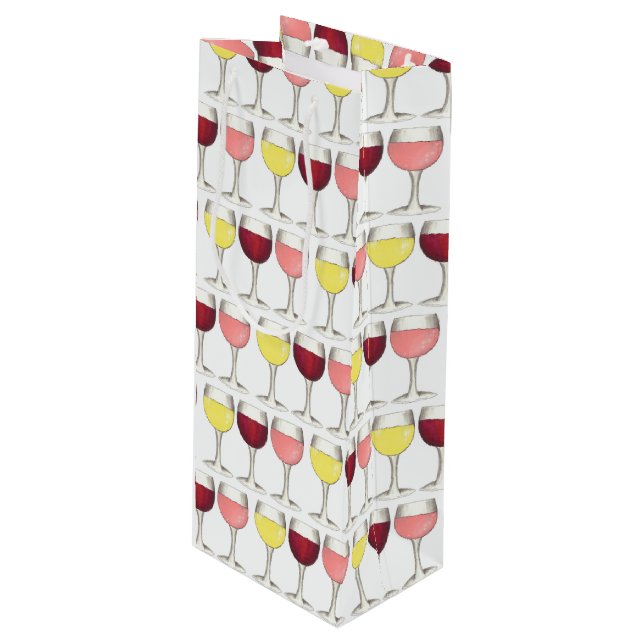 Roter Weißer Rosé Weinkeller Weinkultur und Erde Geschenktüte Für Weinflaschen (Vorderseite Schrägansicht)