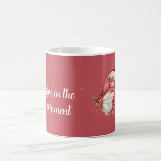 Roter Weißer Schmetterling Kaffeetasse (Mittel)