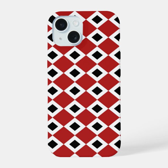 Roter, weißer, schwarzer Diamant-Muster iPhone 6 15 Hülle (Rückseite)
