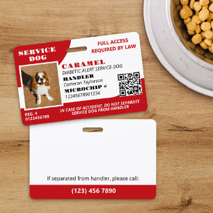 Roter Weißer Servicehund Foto-ID-QR-Code Ausweis