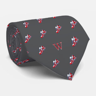 Roter Weißer Sneaker Sammler Monogramm Initial Gra Krawatte
