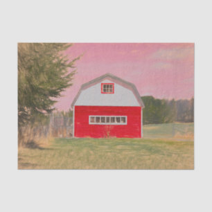 Roter Weißer Stall Rosa Himmel Seidenpapier