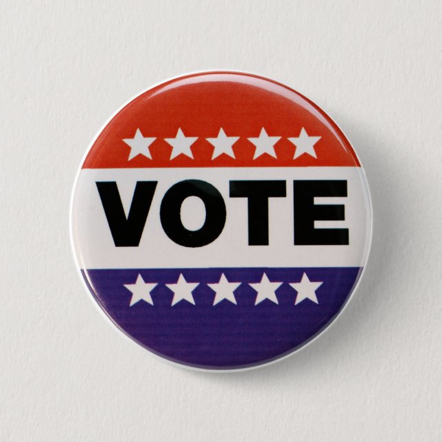 Roter weißer u. blauer Abstimmungs-Entwurf Button (Vorderseite)