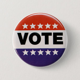 Roter weißer u. blauer Abstimmungs-Entwurf Button