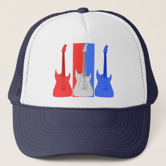 Roter weißer und blauer E-Gitarren-Hut Truckerkappe