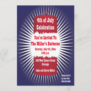 Roter, weißer und blauer Kracher Einladung