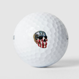 Roter, weißer und blauer Schädel Golfball