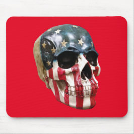 Roter, weißer und blauer Schädel Mousepad
