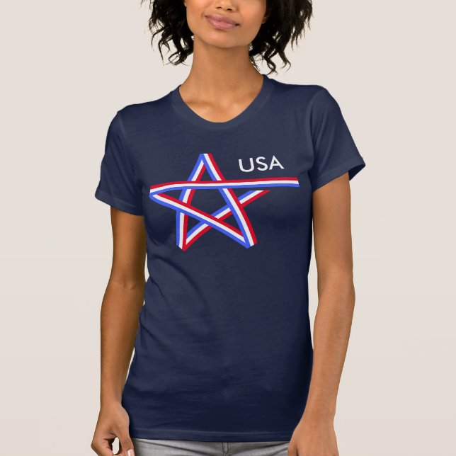 Roter weißer und blauer Stern T-Shirt (Vorderseite)