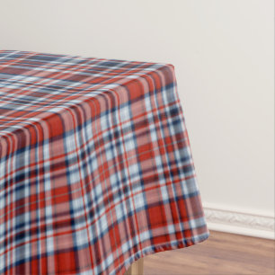 Roter weißer und blauer Tartan Tischdecke
