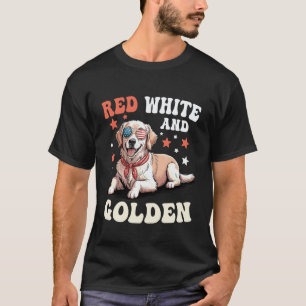 Roter Weißer und Golden Retriever Patriotischer US T-Shirt