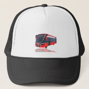 Roter weißer und schwarzer Bus auf Weiß Truckerkappe