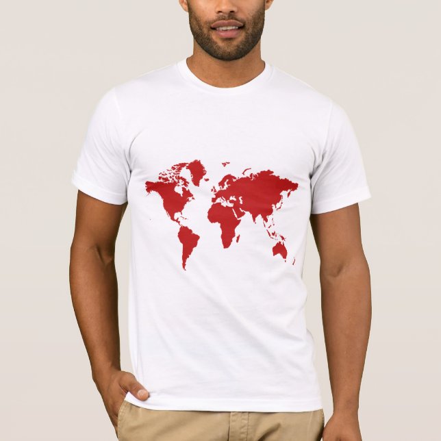 Roter Weltkarten-T - Shirt (Vorderseite)