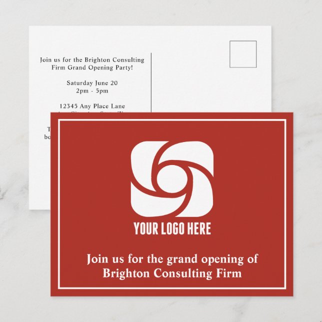 Roter Werbe-Logo für Unternehmen Postkarte (Vorne/Hinten)