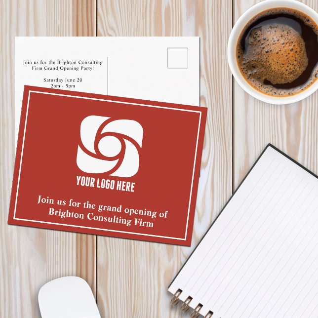 Roter Werbe-Logo für Unternehmen Postkarte (Von Creator hochgeladen)