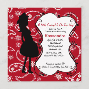 Roter Western Mutter zu sein Baby Dusche Einladung