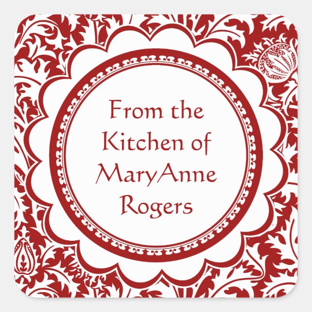 Roter William Morris, der Quadratischer Aufkleber (Vorderseite)