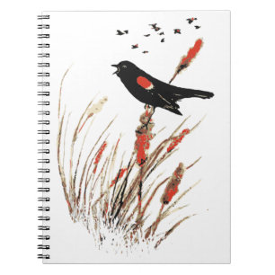 Roter Wing Blackbird Natur Kunst Notizblock