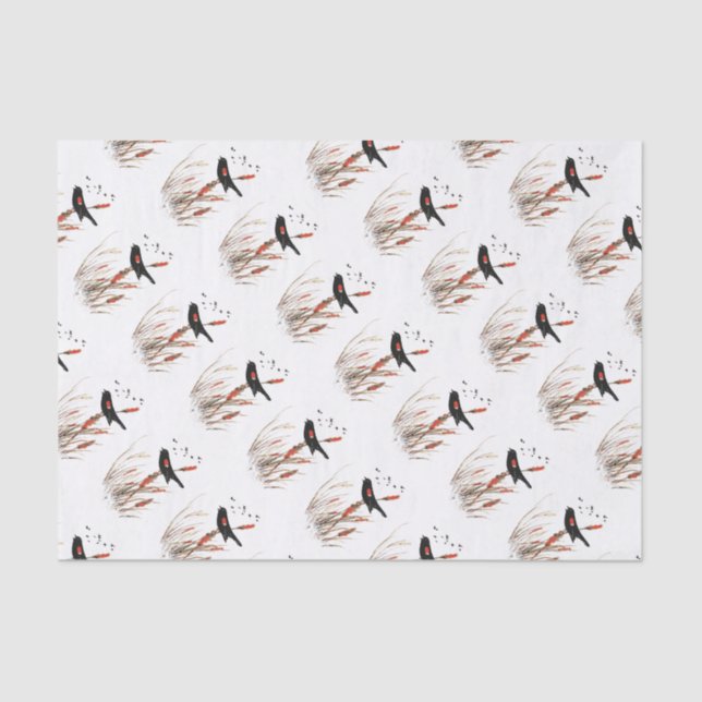 Roter Wing Blackbird Natur Kunst Seidenpapier (Vorderseite)