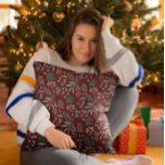 Roter Winter Botanisches Muster Kissen<br><div class="desc">Niedliches und lustiges Weihnachtskissen mit handgezeichneter Illustration der Winterbotanikale.</div>