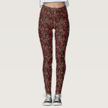 Roter Winter Botanisches Muster Leggings<br><div class="desc">Festliche und rustikale Weihnachtstheater-Leggings mit handgezeichneter Illustration der Feriengrüne.</div>