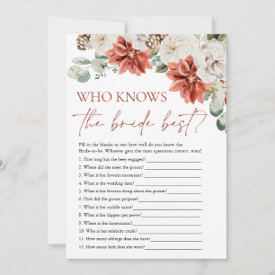 Roter Winter, der das Bride Best Bridal Game kennt Einladung