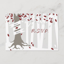 Roter Winter-Hochzeitstag im Schneewald - UAWG RSVP Karte