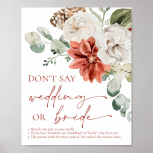 Roter Winter Weihnachten Sag nicht Hochzeit oder B Poster