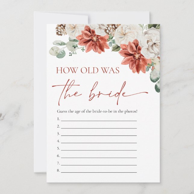 Roter Winter Weihnachten Wie alt war das Brautspie Einladung (Vorderseite)