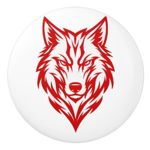 Roter Wolf Keramikknauf