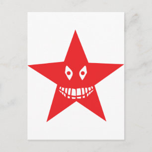 roter wütender Stern Gesicht Lächeln Postkarte