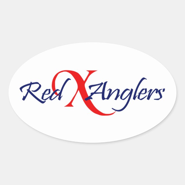 Roter X-Angler Oval Aufkleber (Vorderseite)