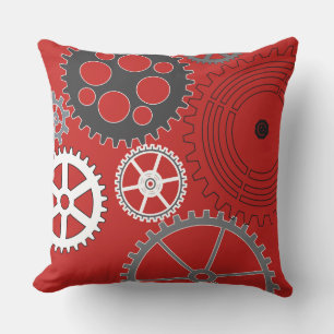 Roter Zahnräder-Entwurf Retro-Wurfkissen Kissen