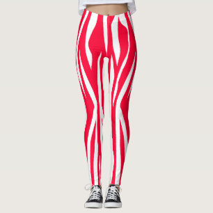 Roter Zebra-Druck Leggings