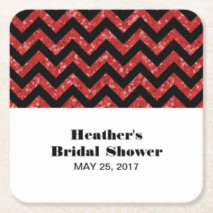 Roter Zickzack Glitzer Brautparty Untersetzer