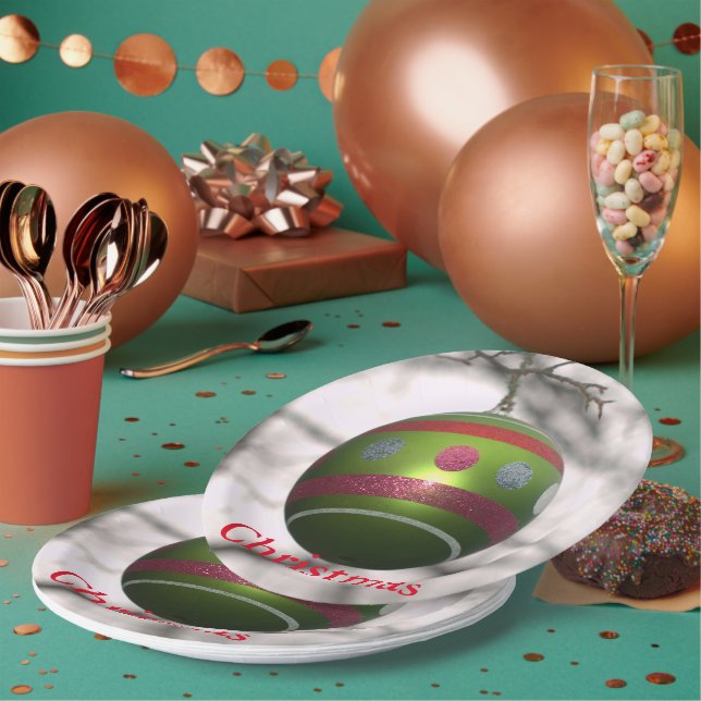 Roter Zierball Pappteller (Multi)