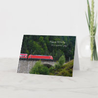 Roter Zug auf Steintreppe Geburtstag