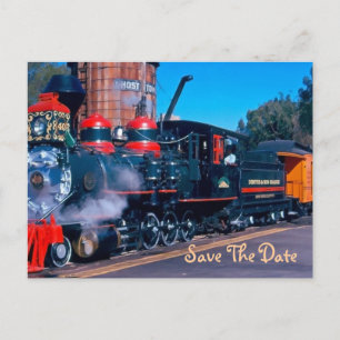 Roter Zug Save the Date Postkarte
