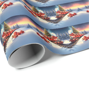 Roter Zug Weihnachtsbaum Feiertags-Geschenkpapier Geschenkpapier